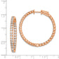 Sterling Silver Shimmer Rose-Tone Flash Rose Gold-Plated 68 Stone 2.25mm Cz In And Out Round Hinged Hoop Earrings