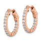 Sterling Silver Shimmer Rose-Tone Rose Gold-Plated 32 Stone 2.0mm Cz In And Out Round Hinged Hoop Earrings