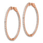 Sterling Silver Shimmer Rose-Tone Flash Rose Gold-Plated 78 Stone 2mm Cz In And Out Round Hinged Hoop Earrings