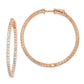 Sterling Silver Shimmer Rose-Tone Flash Rose Gold-Plated 78 Stone 2mm Cz In And Out Round Hinged Hoop Earrings