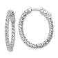 Sterling Silver Shimmer Rhodium-Plated 46 Stone 2.25mm Cz In And Out Oval Hinged Hoop Earrings