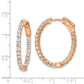 Sterling Silver Shimmer Rose-Tone Flash Rose Gold-Plated 46 Stone 2.25mm Cz In And Out Oval Hinged Hoop Earrings