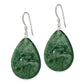 Sterling Silver Polished Cracked Aventurine Green Teardrop Dangle Earrings