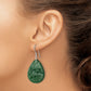 Sterling Silver Polished Cracked Aventurine Green Teardrop Dangle Earrings