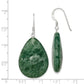 Sterling Silver Polished Cracked Aventurine Green Teardrop Dangle Earrings