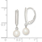 Sterling Silver Rhodium-Plated Polished White 6-7mm Freshwater Cultured Pearl Leverback Dangle Earrings