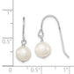 Sterling Silver Rhodium-Plated Polished White 7-8mm Freshwater Cultured Pearl Dangle Earrings