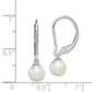 Sterling Silver Rhodium-Plated Polished White 6-7mm Freshwater Cultured Pearl Leverback Dangle Earrings