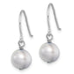 Sterling Silver Rhodium-Plated Polished Grey 7-8mm Freshwater Cultured Pearl Dangle Earrings