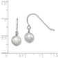 Sterling Silver Rhodium-Plated Polished Grey 7-8mm Freshwater Cultured Pearl Dangle Earrings