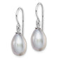 Sterling Silver Rhodium-Plated Polished 8-9mm Grey Freshwater Cultured Pearl Dangle Earrings