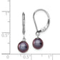 Sterling Silver Rhodium-Plated Polished 6-7mm Black Freshwater Cultured Pearl Leverback Dangle Earrings