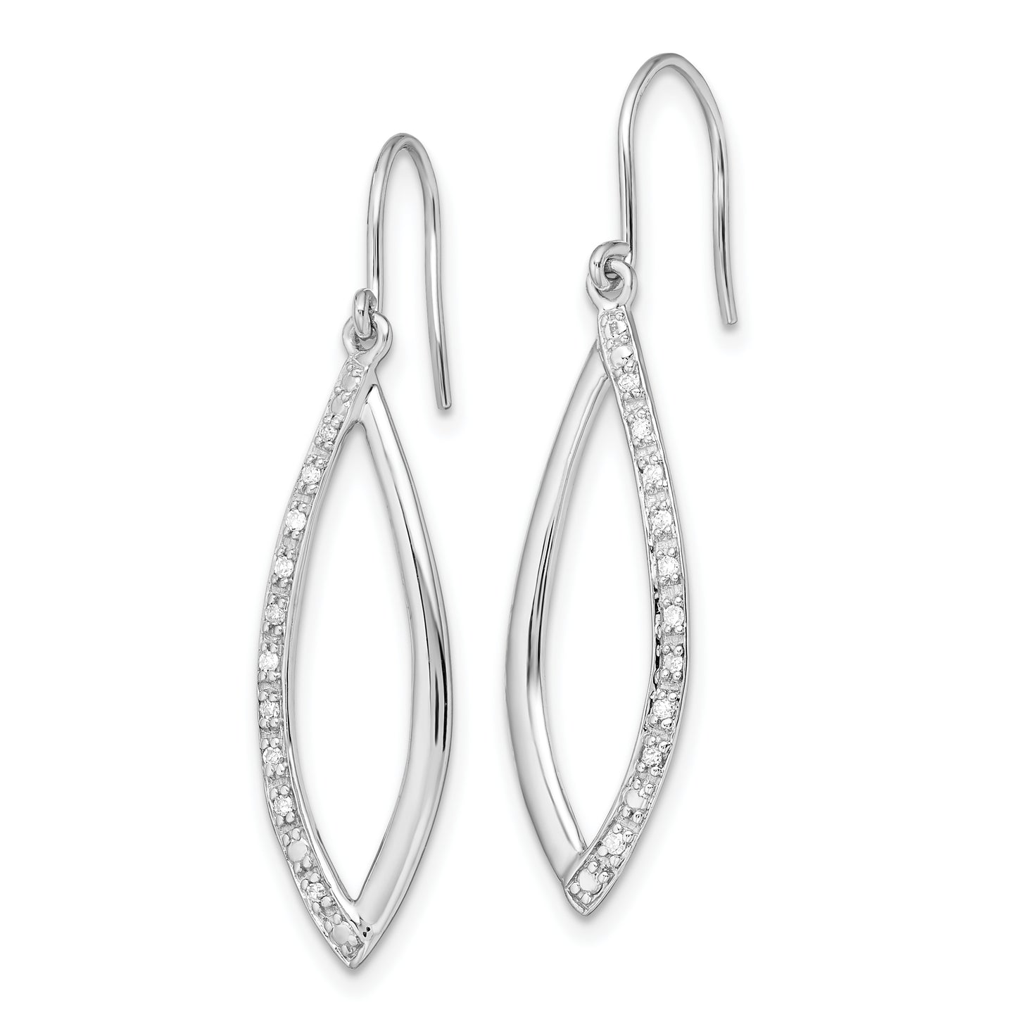 Sterling Silver Rhodium Diam. Dangle Earrings