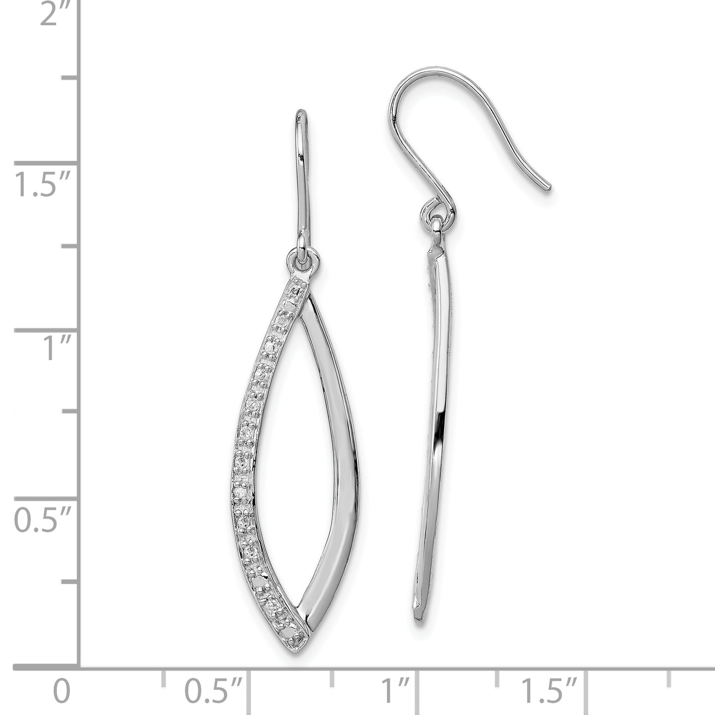 Sterling Silver Rhodium Diam. Dangle Earrings