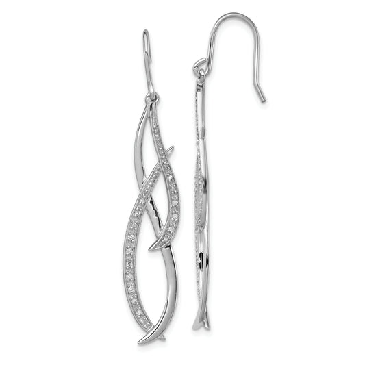 Sterling Silver Rhodium Diam. Dangle Earrings