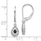 Sterling Silver White Night Rhodium-Plated Black And Diamond Dangle Leverback Earrings