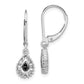 Sterling Silver White Night Rhodium-Plated Black And Diamond Dangle Leverback Earrings