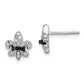 Sterling Silver White Night Rhodium-Plated Black And Diamond Fleur De Lis Post Earrings