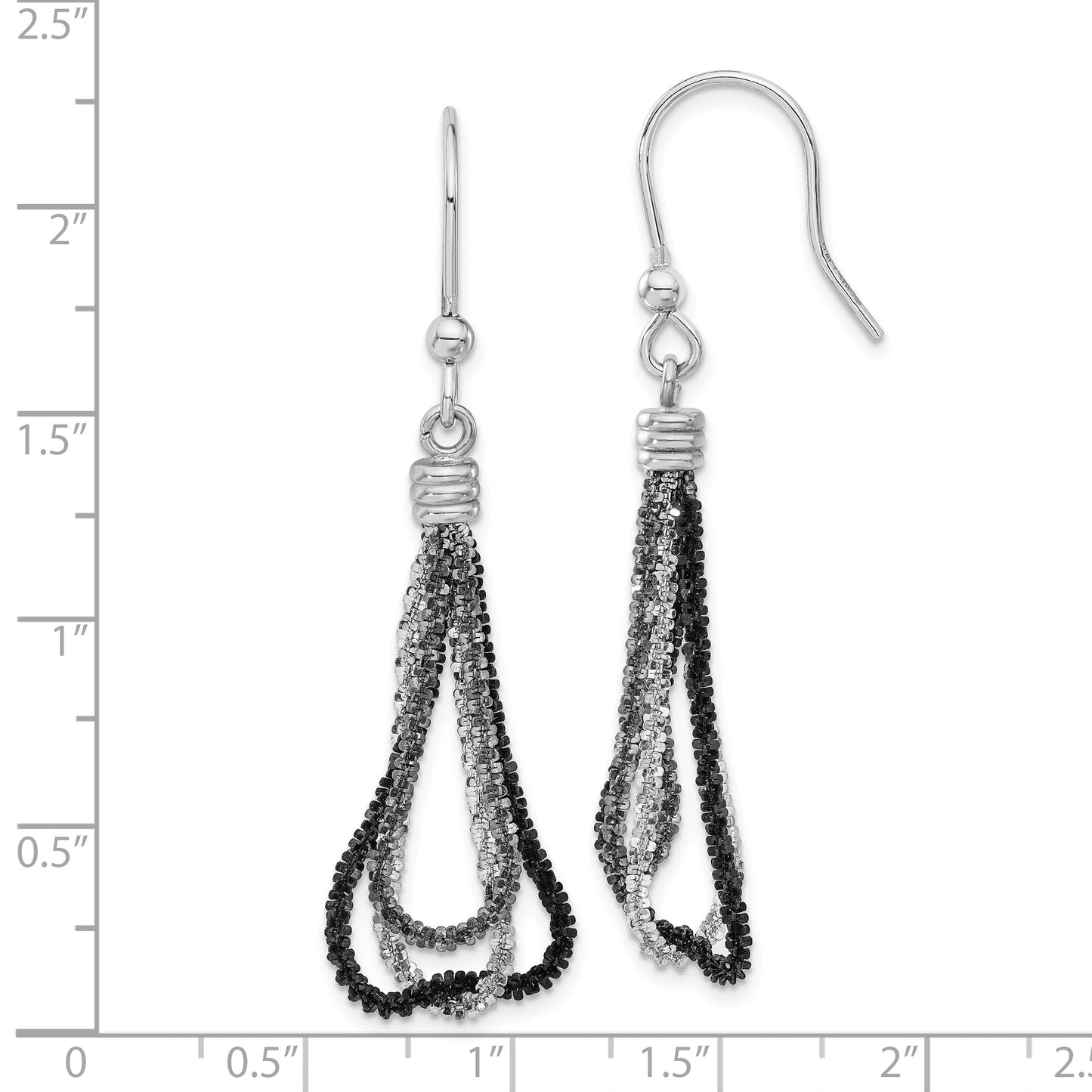 Sterling Silver Ruthenium & Black Rhodium Chain Dangle Earrings