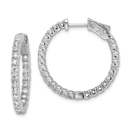 Sterling Silver Shimmer Rhodium-Plated 50 Stone 2.1mm Cz In And Out Round Hinged Hoop Earrings