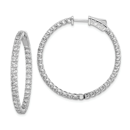 Sterling Silver Shimmer Rhodium-Plated 72 Stone 2.1mm Cz In And Out Round Hinged Hoop Earrings