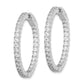 Sterling Silver Shimmer Rhodium-Plated 60 Stone 2.25mm Cz In And Out Round Hinged Hoop Earrings