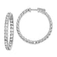 Sterling Silver Shimmer Rhodium-Plated 52 Stone 3.0mm Cz In And Out Round Hinged Hoop Earrings