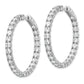 Sterling Silver Shimmer Rhodium-Plated 52 Stone 3.5mm Cz In And Out Round Hinged Hoop Earrings