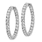 Sterling Silver Shimmer Rhodium-Plated 50 Stone 3.75mm Cz In And Out Round Hinged Hoop Earrings