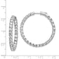 Sterling Silver Shimmer Rhodium-Plated 50 Stone 3.75mm Cz In And Out Round Hinged Hoop Earrings