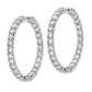 Sterling Silver Shimmer Rhodium-Plated 50 Stone 3.75mm Cz In And Out Round Hinged Hoop Earrings