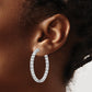 Sterling Silver Shimmer Rhodium-Plated 50 Stone 3.75mm Cz In And Out Round Hinged Hoop Earrings