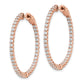 Sterling Silver Shimmer Rose-Tone Flash Rose Gold-Plated 78 Stone 2mm Cz In And Out Round Hinged Hoop Earrings