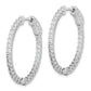 Sterling Silver Shimmer Rhodium-Plated 60 Stone 1.7mm Cz In And Out Oval Hinged Hoop Earrings