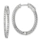 Sterling Silver Shimmer Rhodium-Plated 60 Stone 1.7mm Cz In And Out Oval Hinged Hoop Earrings