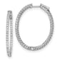 Sterling Silver Shimmer Rhodium-Plated 88 Stone 1.7mm Cz In And Out Oval Hinged Hoop Earrings