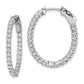 Sterling Silver Shimmer Rhodium-Plated 50 Stone 2mm Cz In And Out Oval Hinged Hoop Earrings