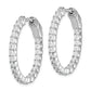 Sterling Silver Shimmer Rhodium-Plated 44 Stone 2.3mm Cz In And Out Oval Hinged Hoop Earrings