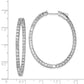 Sterling Silver Shimmer Rhodium-Plated 84 Stone 2.3mm Cz In And Out Oval Hinged Hoop Earrings