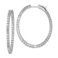 Sterling Silver Shimmer Rhodium-Plated 84 Stone 2.3mm Cz In And Out Oval Hinged Hoop Earrings