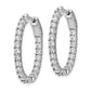 Sterling Silver Shimmer Rhodium-Plated 42 Stone 2.5mm Cz In And Out Oval Hinged Hoop Earrings