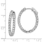 Sterling Silver Shimmer Rhodium-Plated 42 Stone 2.5mm Cz In And Out Oval Hinged Hoop Earrings