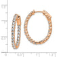 Sterling Silver Shimmer Rose-Tone Flash Rose Gold-Plated 42 Stone 2.5mm Cz In And Out Oval Hinged Hoop Earrings