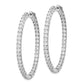 Sterling Silver Shimmer Rhodium-Plated 78 Stone 2.5mm Cz In And Out Oval Hinged Hoop Earrings