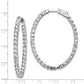 Sterling Silver Shimmer Rhodium-Plated 66 Stone 3.0mm Cz In And Out Oval Hinged Hoop Earrings