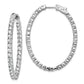 Sterling Silver Shimmer Rhodium-Plated 66 Stone 3.0mm Cz In And Out Oval Hinged Hoop Earrings