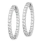 Sterling Silver Shimmer Rhodium-Plated 50 Stone 3mm Cz In And Out Round Hinged Hoop Earrings