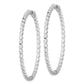 Sterling Silver Shimmer Rhodium-Plated 78 Stone 2.3mm Cz In And Out Round Hinged Hoop Earrings