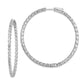 Sterling Silver Shimmer Rhodium-Plated 78 Stone 2.3mm Cz In And Out Round Hinged Hoop Earrings