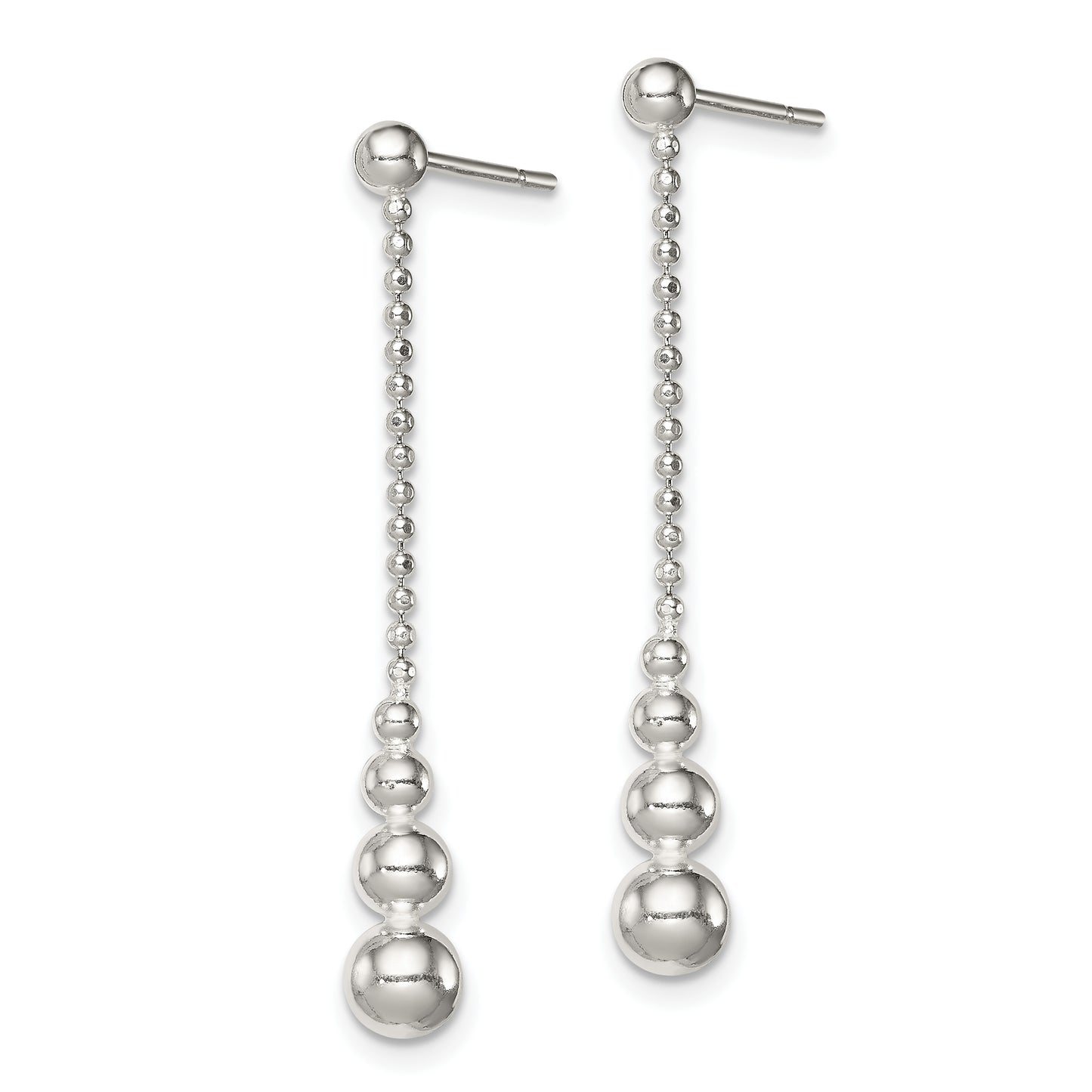 Sterling Silver Polished Teardrop & Bead Post Dangle Earrings